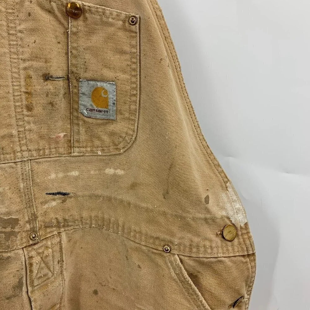 Carhartt Men's Vintage Relaxed Fit Duck Bib Made in USA Double Overalls SZ 44x30 - Picture 6 of 16